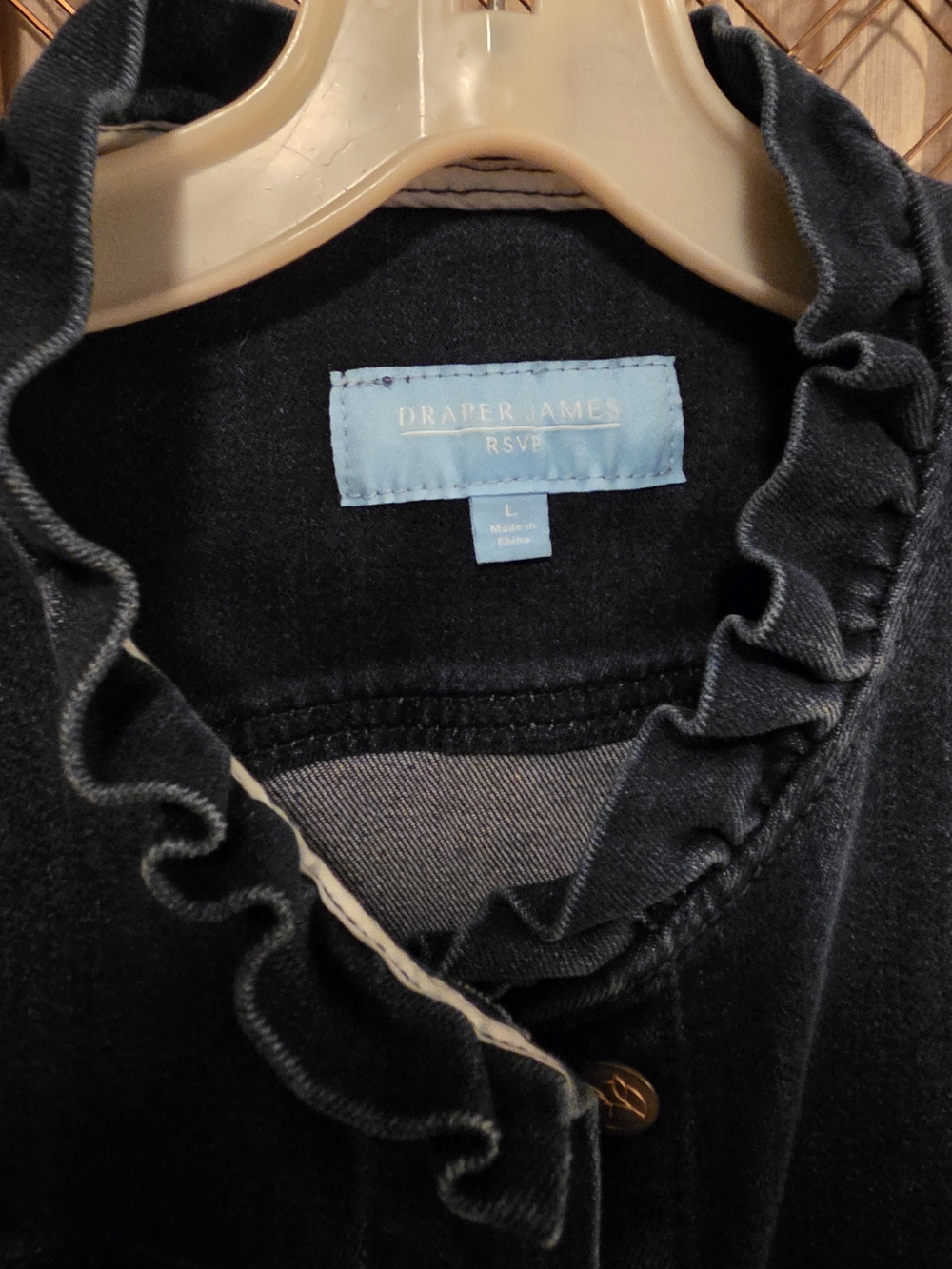 Custom Draper James Ruffle Collar Denim Jacket - Picture 2 of 3
